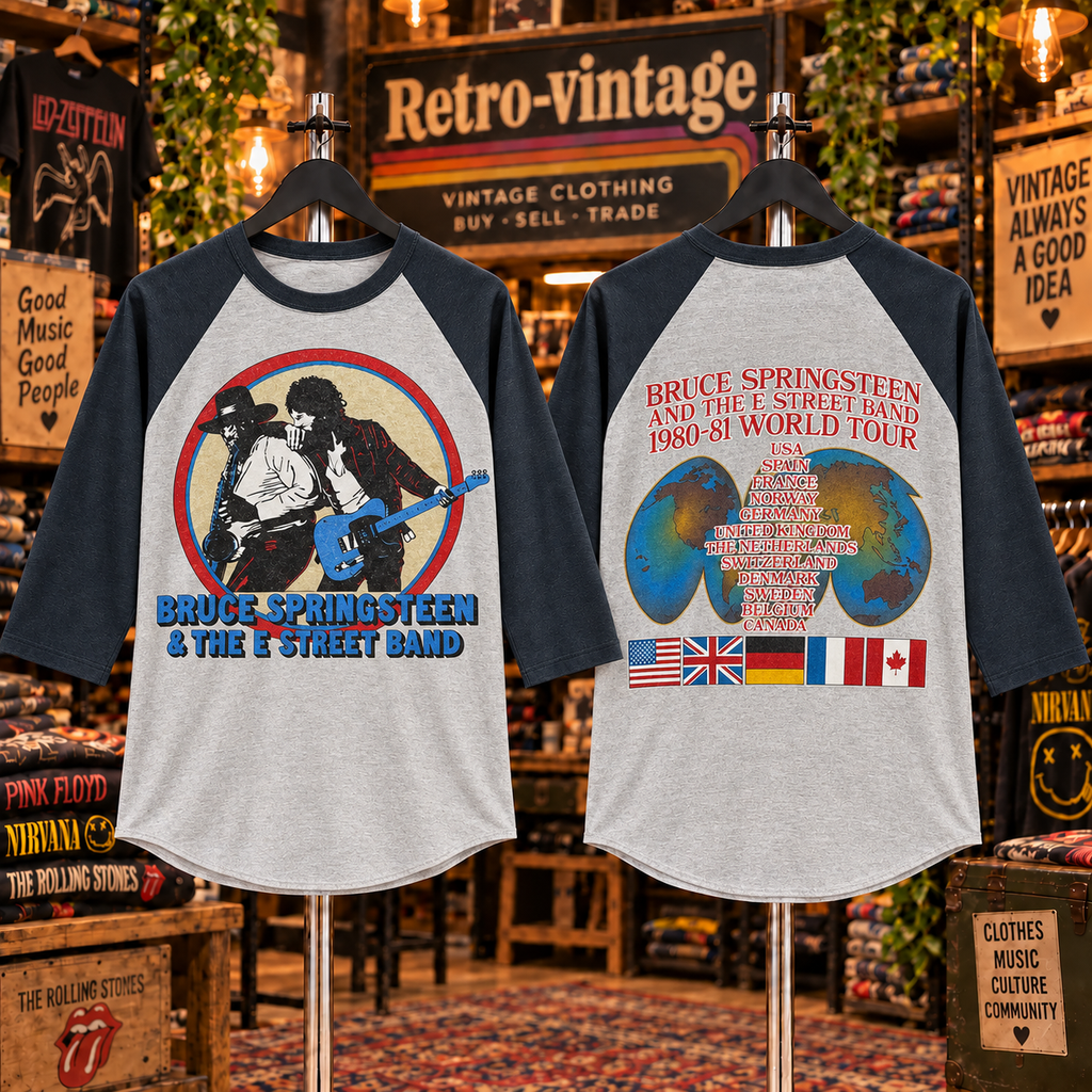 Bruce Springsteen & The E Street Band 1980–81 World Tour Vintage Raglan Tee