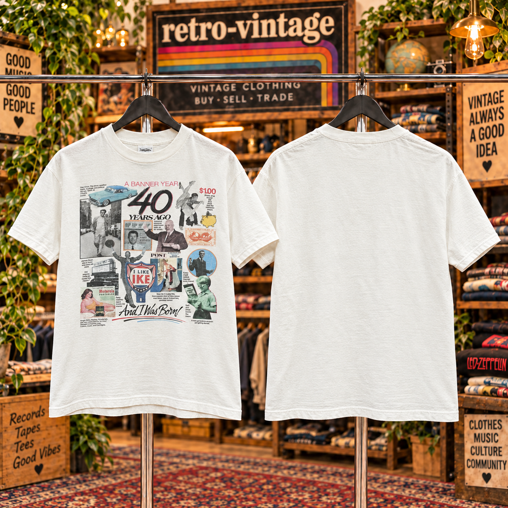 Vintage Peacock Papers A Banner Year Vintage Birthday Tees | 40–65 Years Ago