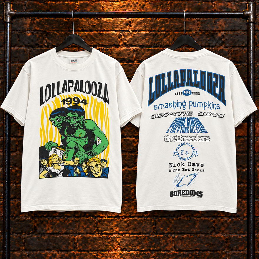 Style 16 vintage Lollapalooza-inspired T-shirt, front and back views