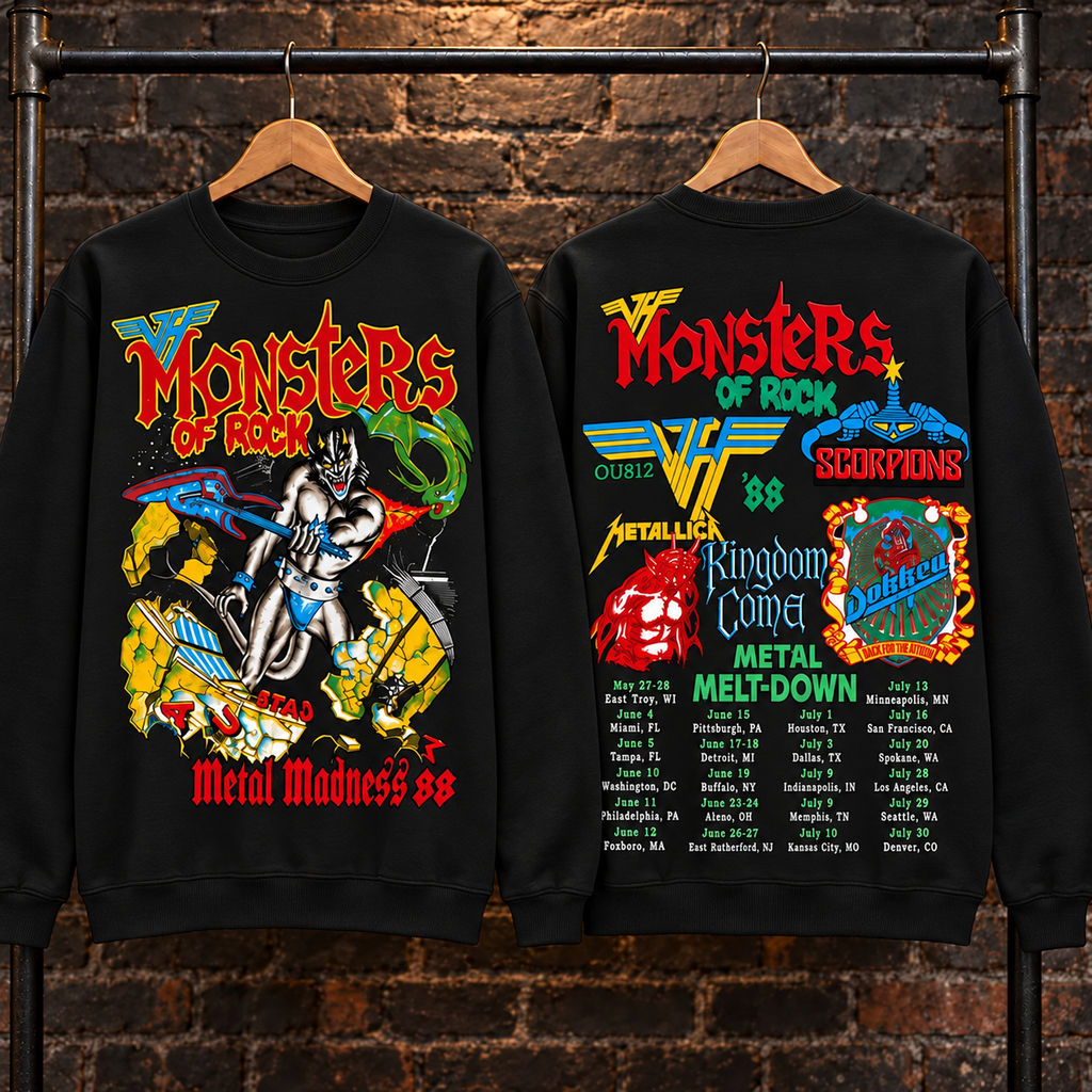 🔥 HOT PICK 🎸 Vintage Monsters of Rock Sweatshirt ⚡ Rare Retro Rock Vibes