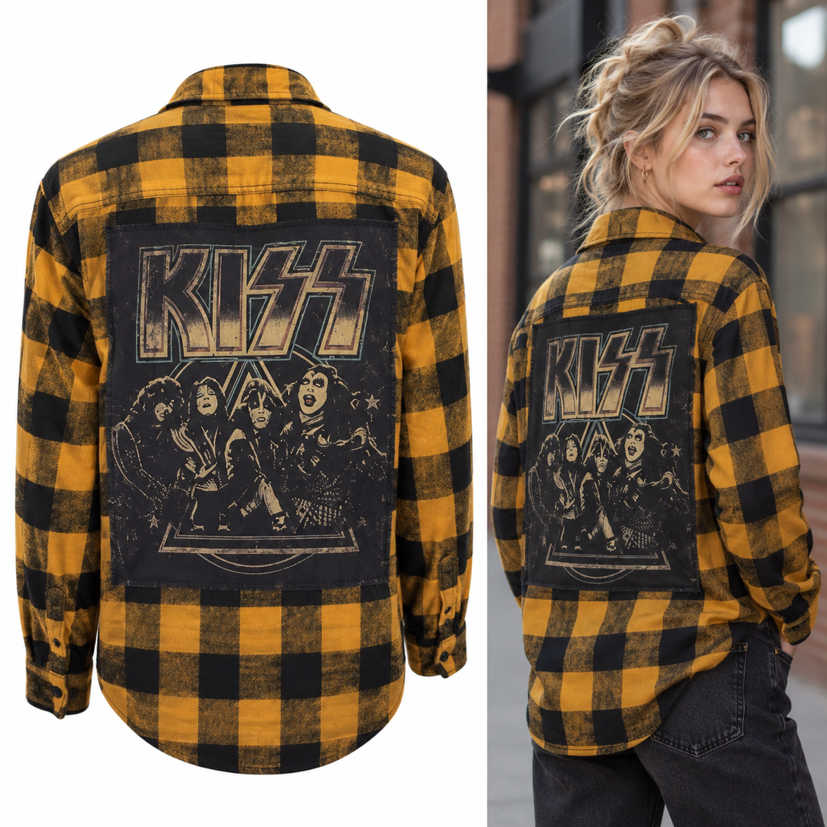 Kiss Band Upcycled Flannel shirt