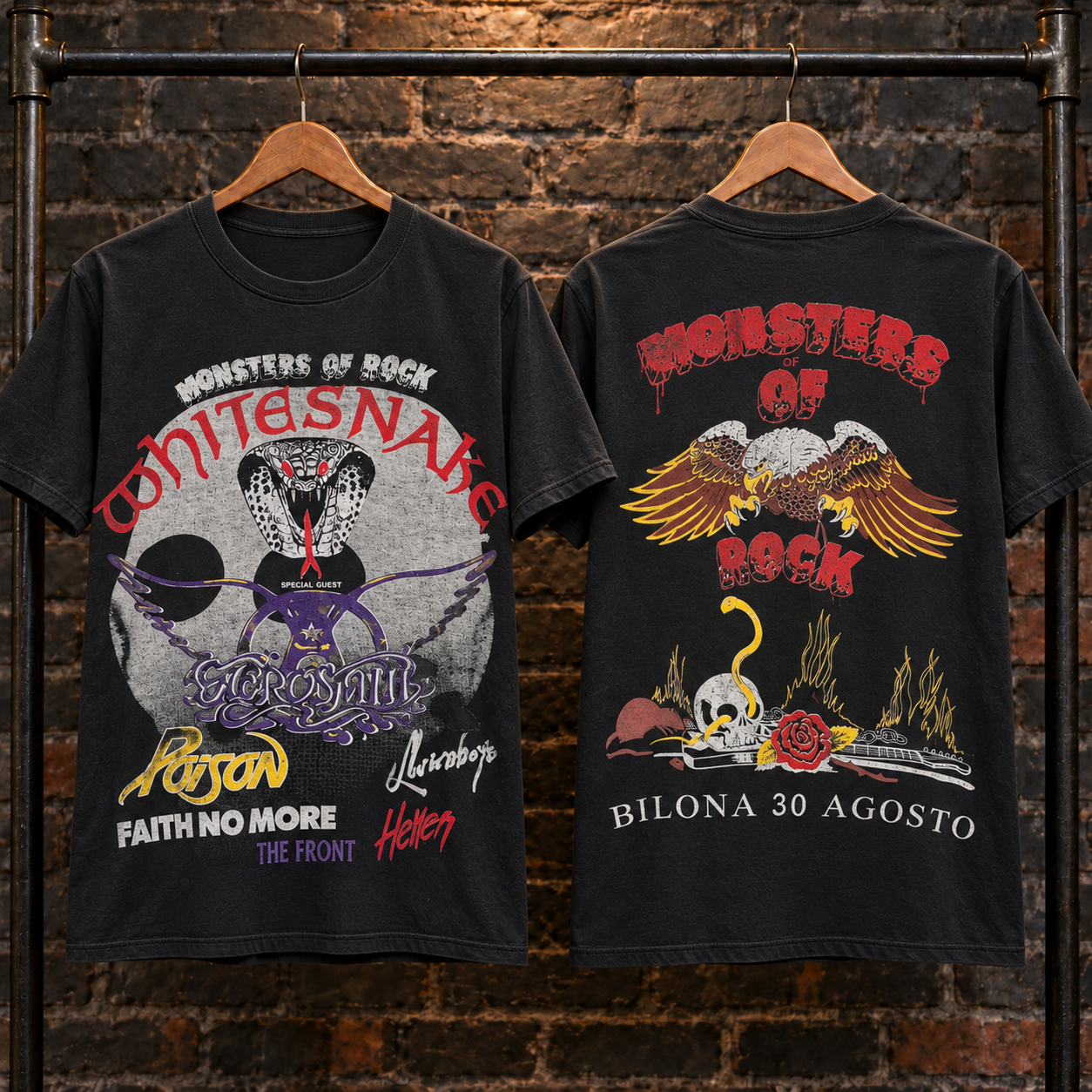 Monsters of Rock vintage inspired T-Shirt front and back