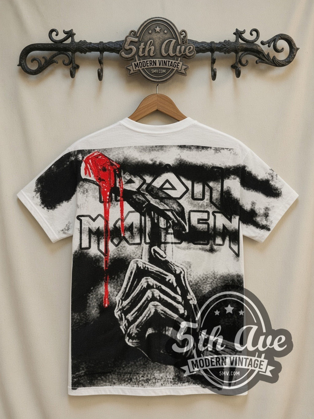 Iron Maiden – Eddie Face White All Over Print – Vintage Band T-Shirt