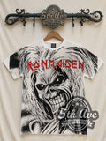 Iron Maiden – Eddie Face White All Over Print – Vintage Band T-Shirt