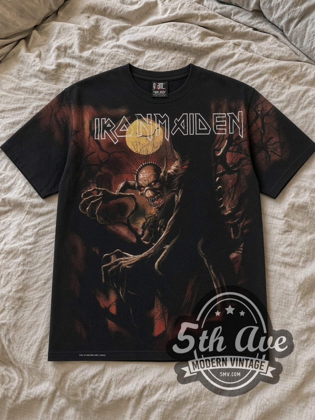 Iron Maiden – Fear of the Dark Tree Eddie Black All Over Print – Vintage Band T-Shirt
