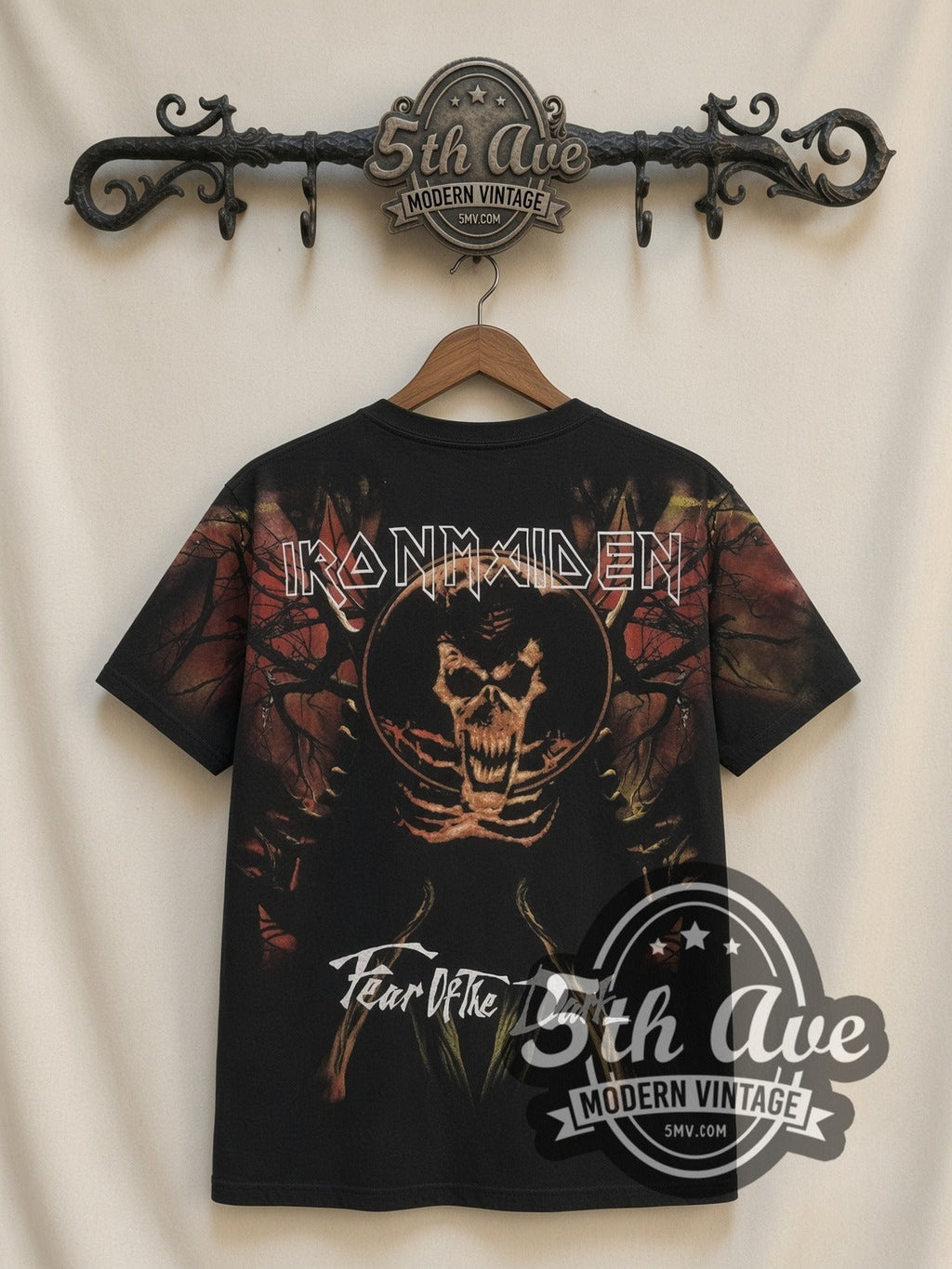 Iron Maiden – Fear of the Dark Tree Eddie Black All Over Print – Vintage Band T-Shirt