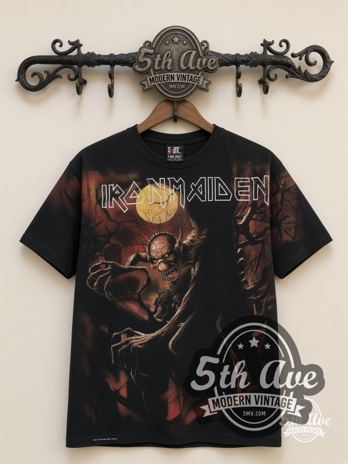 Iron Maiden – Fear of the Dark Tree Eddie Black All Over Print – Vintage Band T-Shirt