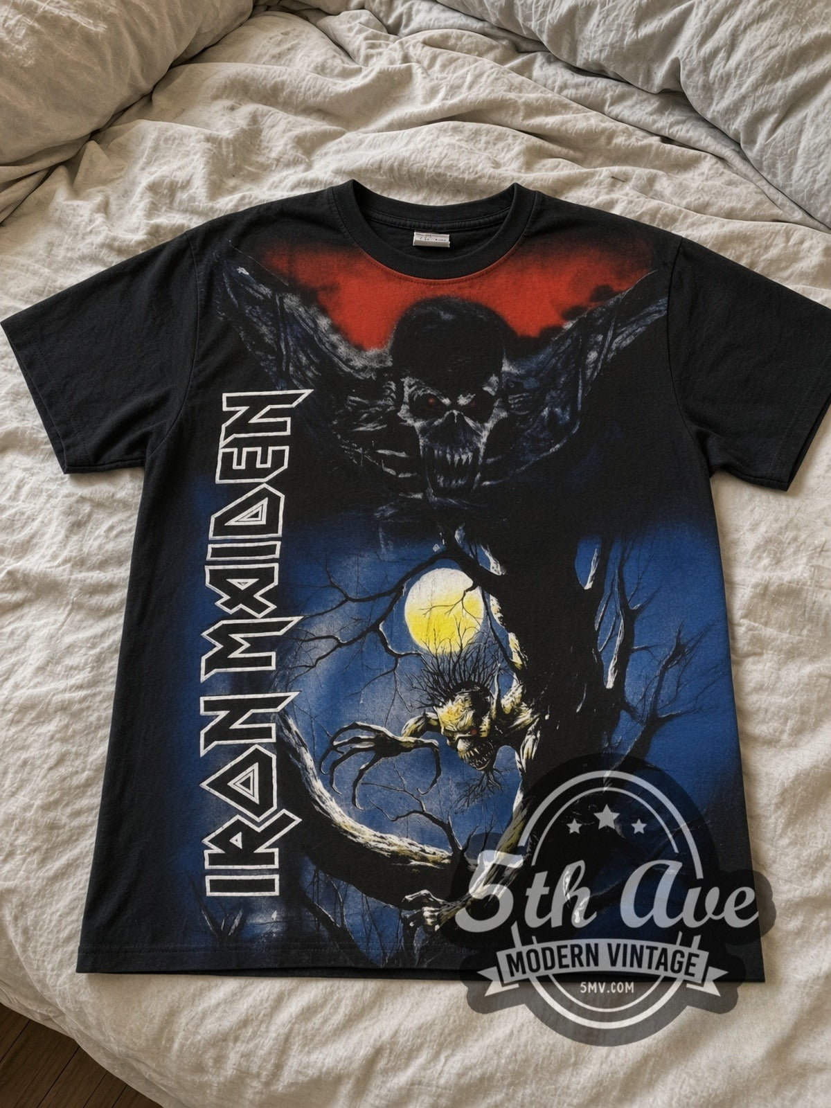 Iron Maiden – Fear of the Dark Vertical Wordmark All Over Print – Vintage Band T-Shirt