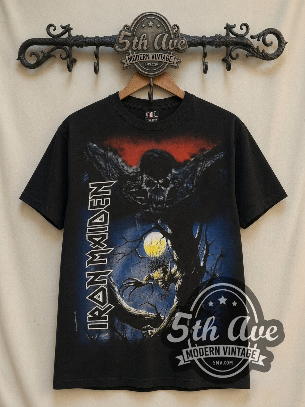 Iron Maiden – Fear of the Dark Vertical Wordmark All Over Print – Vintage Band T-Shirt