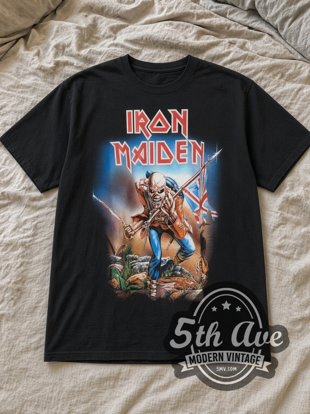 Iron Maiden – The Trooper Eddie Union Jack Sabre – Vintage Band T-Shirt