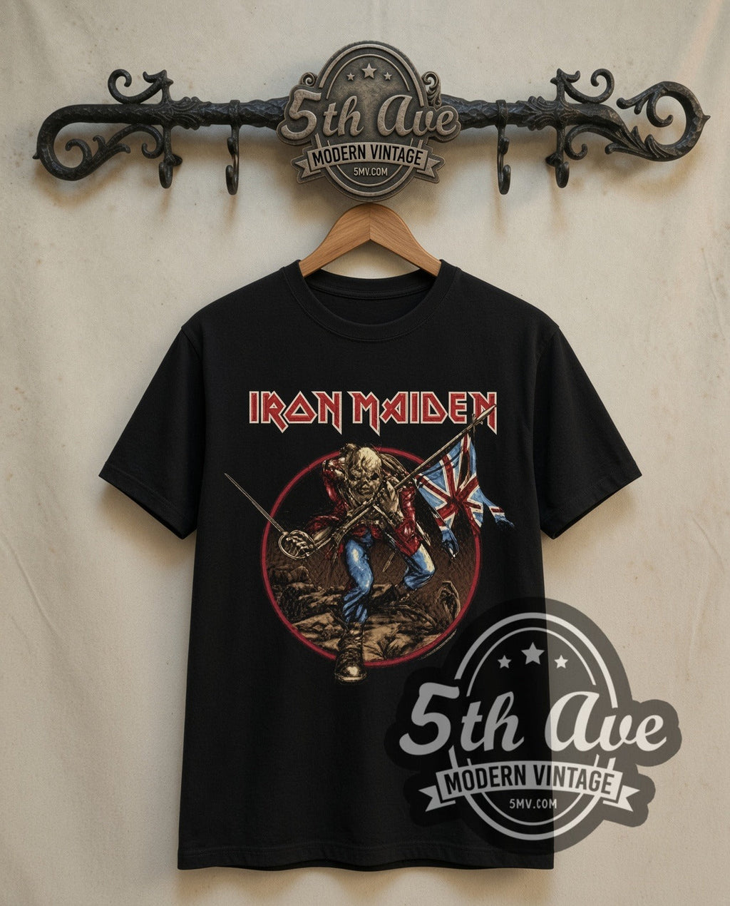 Iron Maiden – The Trooper Eddie with Union Jack – Vintage Band T-Shirt