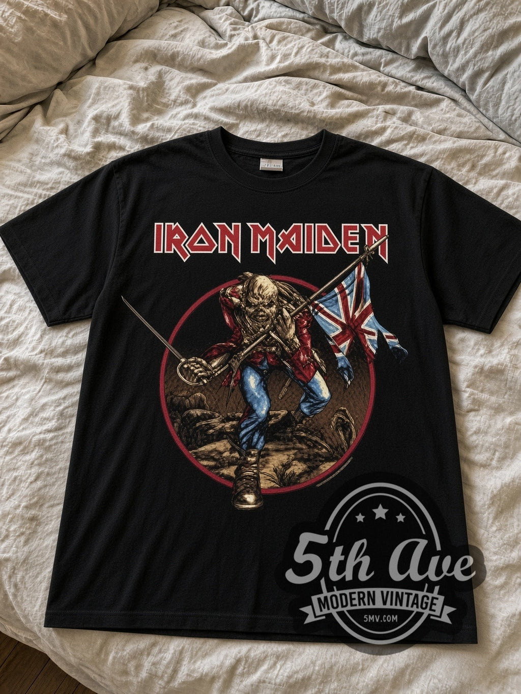 Iron Maiden – The Trooper Eddie with Union Jack – Vintage Band T-Shirt