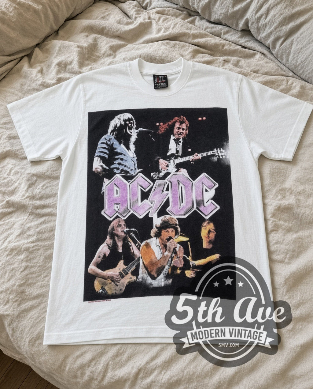 AC/DC – Purple Logo Band (White) – Vintage Band T-Shirt
