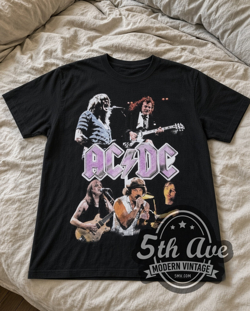 AC/DC – Purple Logo Band (Black) – Vintage Band T-Shirt