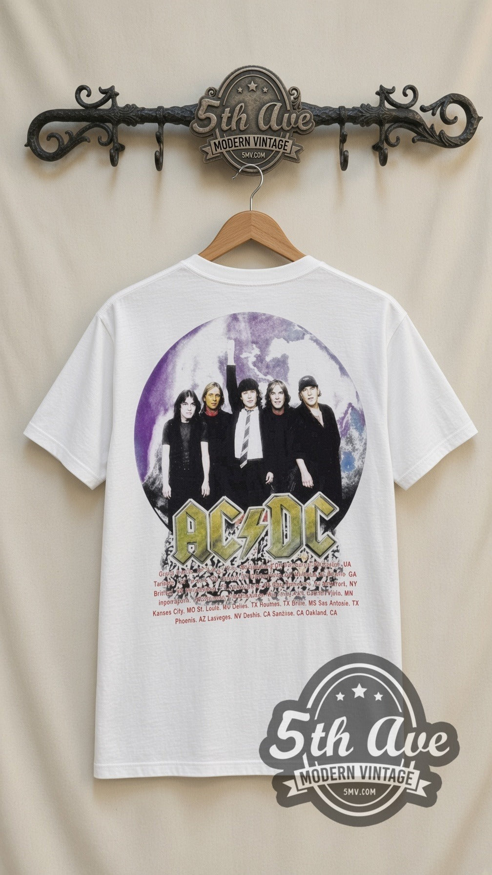 AC/DC – Purple Logo Band (White) – Vintage Band T-Shirt