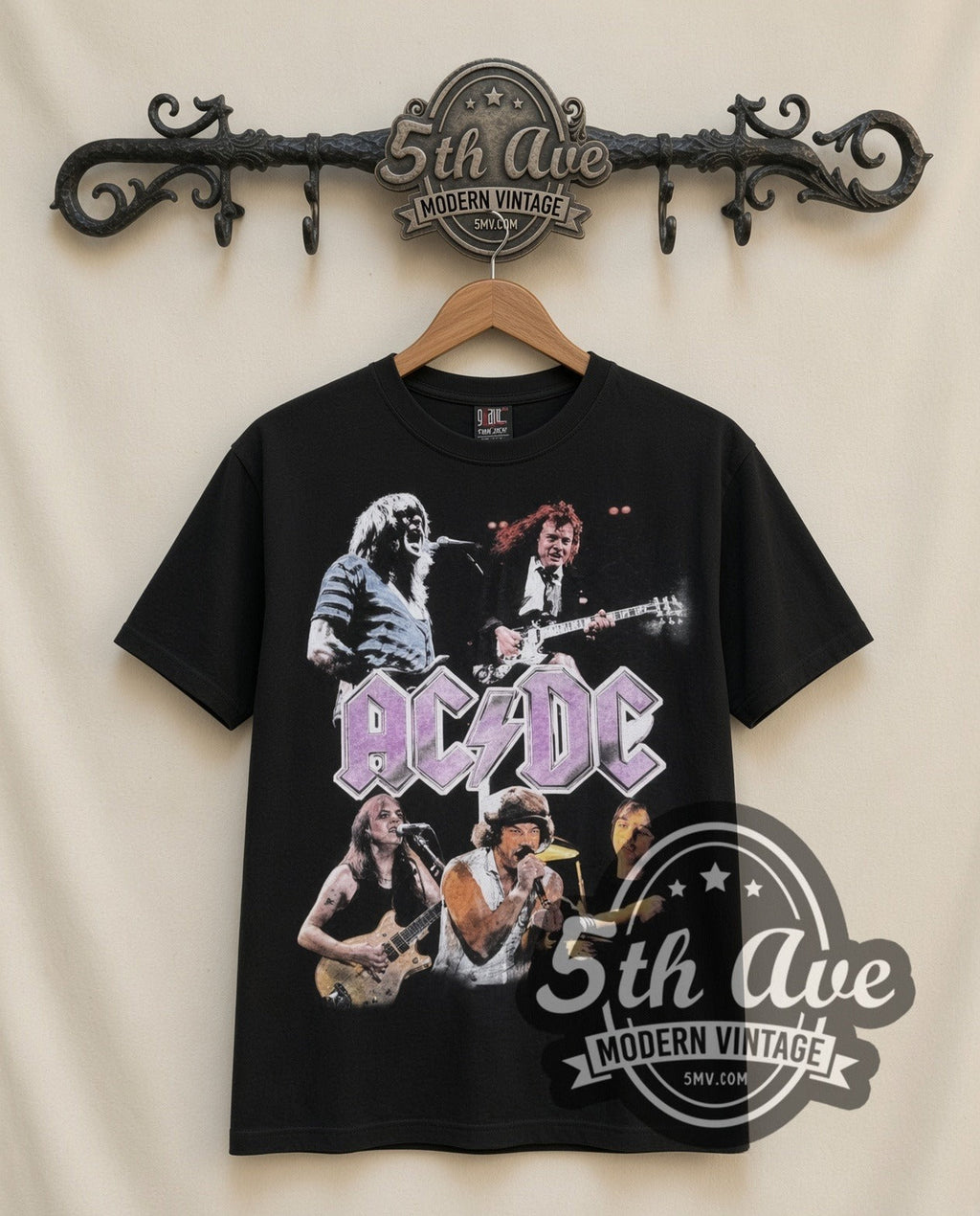 AC/DC – Purple Logo Band (Black) – Vintage Band T-Shirt