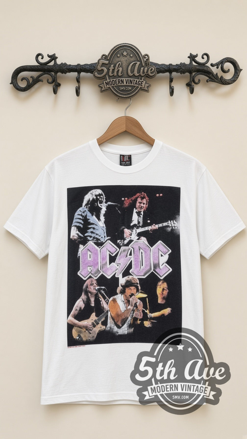 AC/DC – Purple Logo Band (White) – Vintage Band T-Shirt