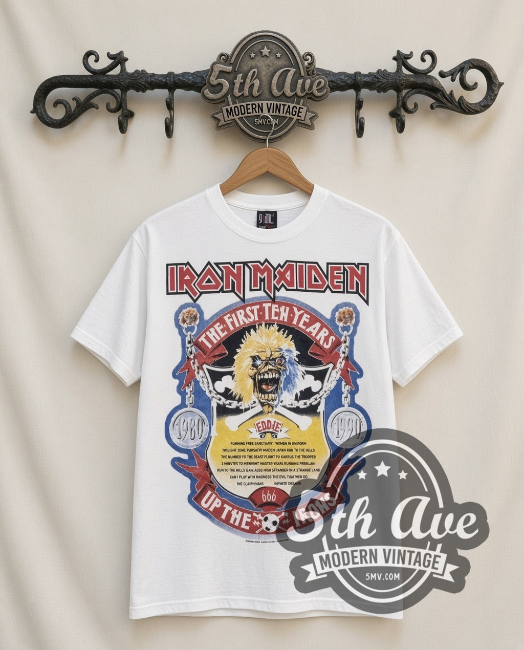 Iron Maiden – First Ten Years (White) – Vintage Band T-Shirt