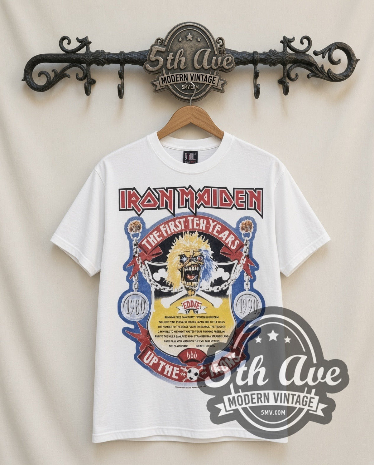 Iron Maiden – First Ten Years (White) – Vintage Band T-Shirt
