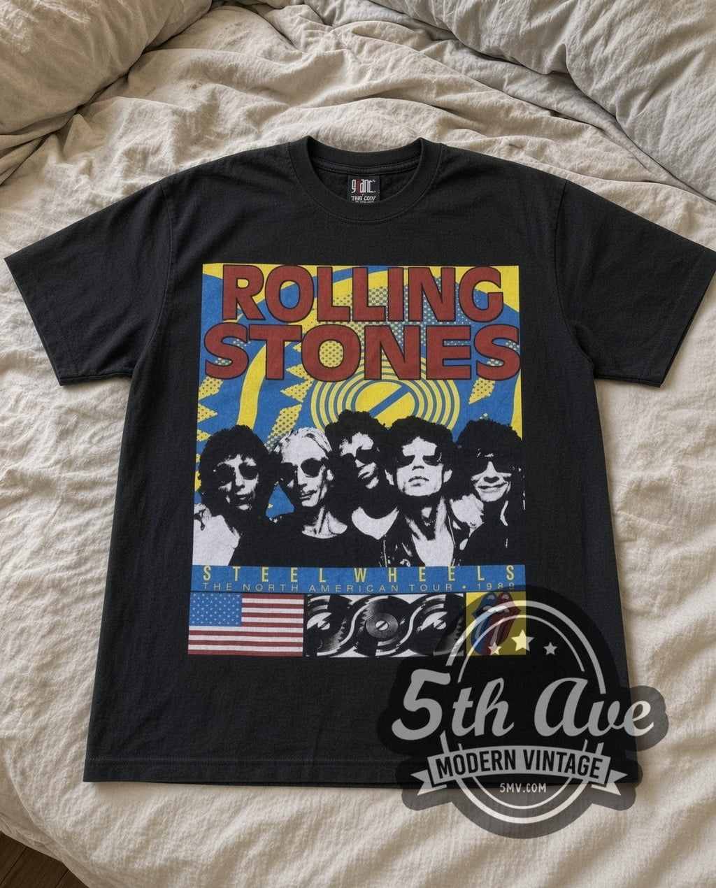 Rolling Stones – Steel Wheels Band (Black) – Vintage Band T-Shirt