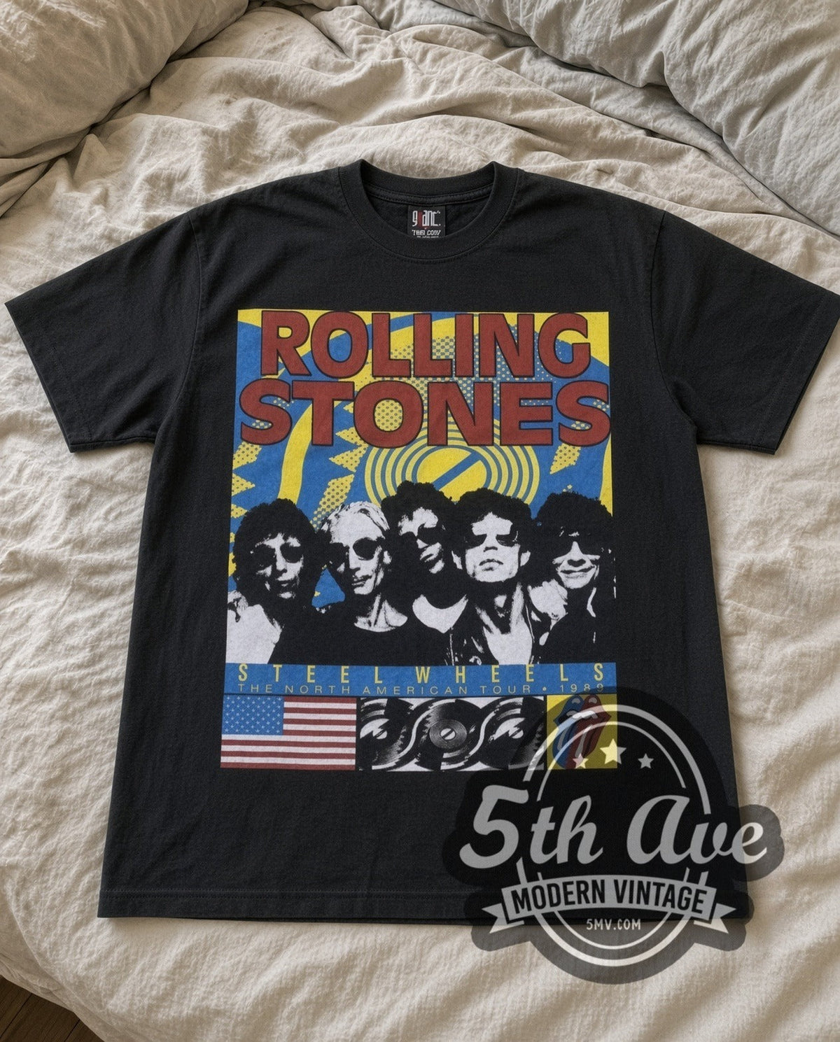 Rolling Stones – Steel Wheels Band (Black) – Vintage Band T-Shirt