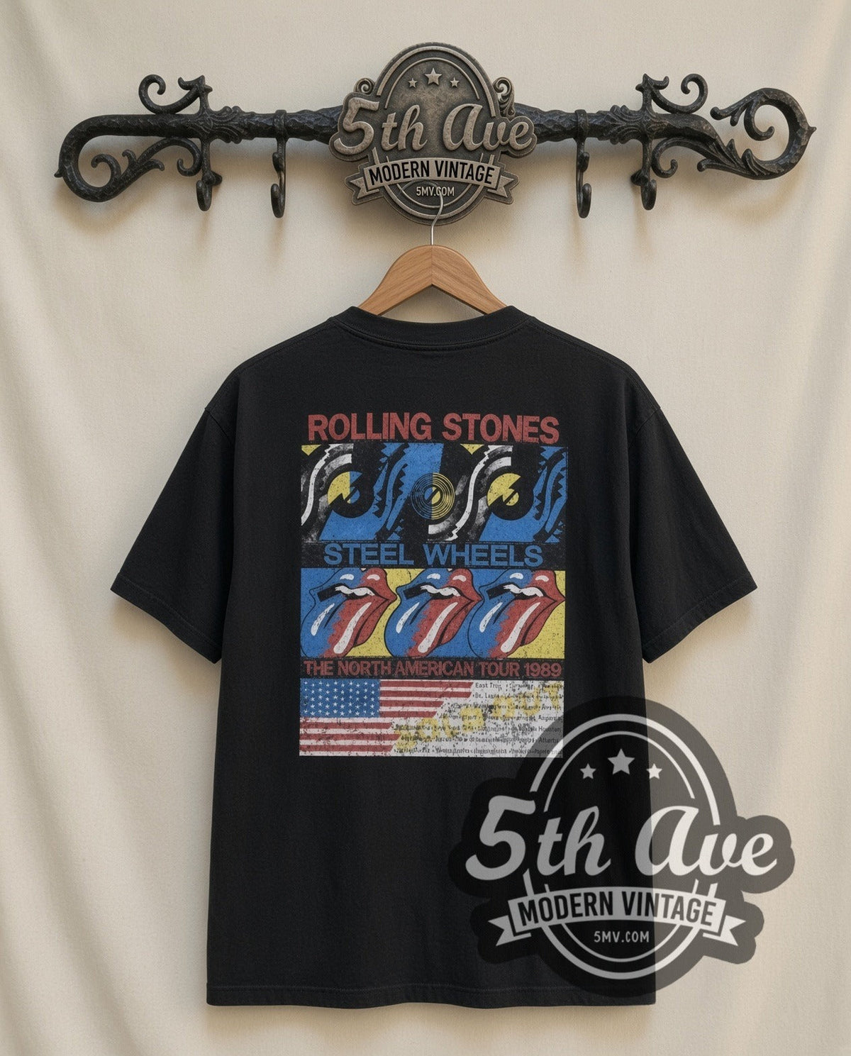 Rolling Stones – Steel Wheels Band (Black) – Vintage Band T-Shirt