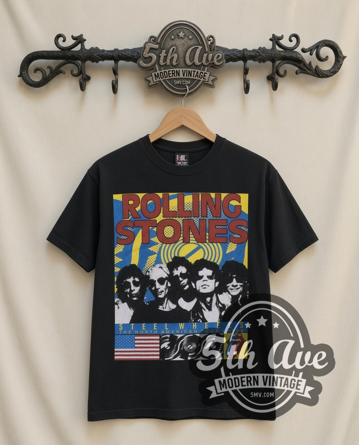 Rolling Stones – Steel Wheels Band (Black) – Vintage Band T-Shirt
