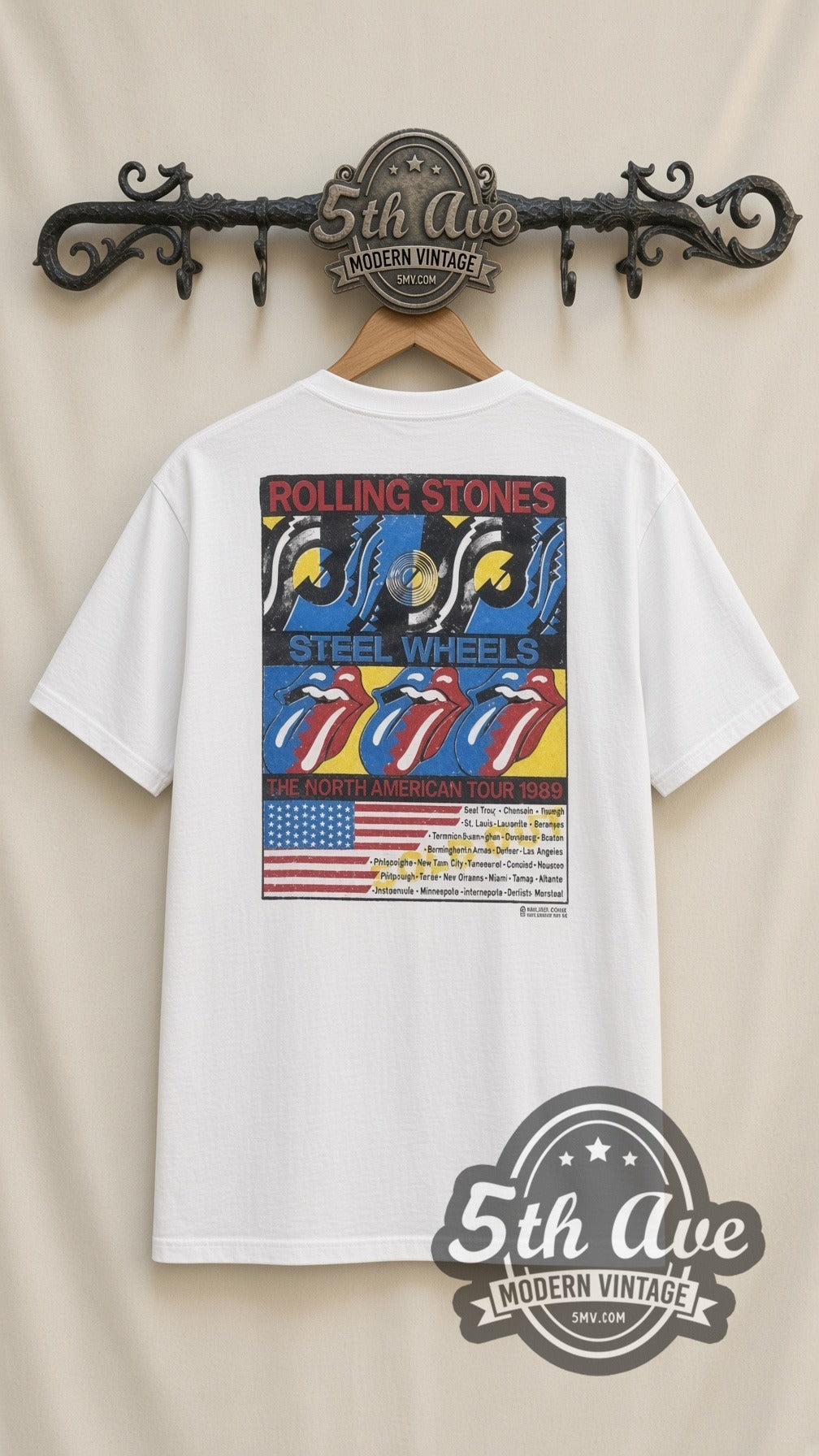 Rolling Stones – Steel Wheels Band (White) – Vintage Band T-Shirt