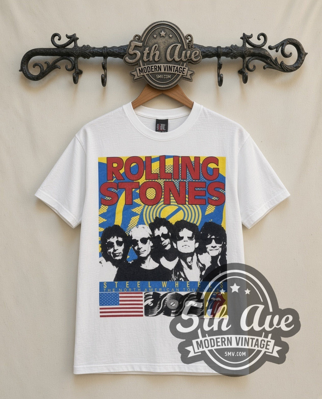 Rolling Stones – Steel Wheels Band (White) – Vintage Band T-Shirt