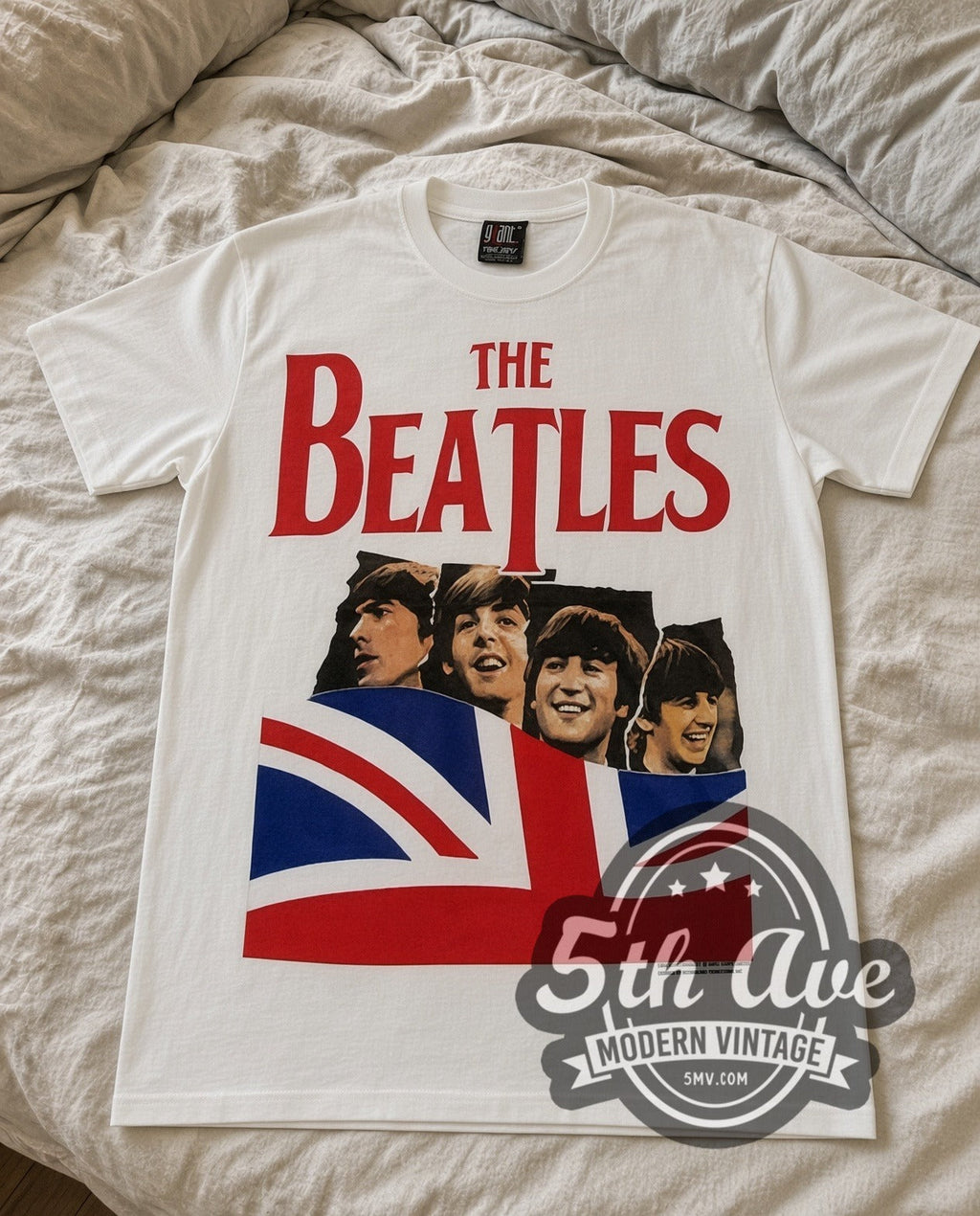 The Beatles – Union Jack (White) – Vintage Band T-Shirt