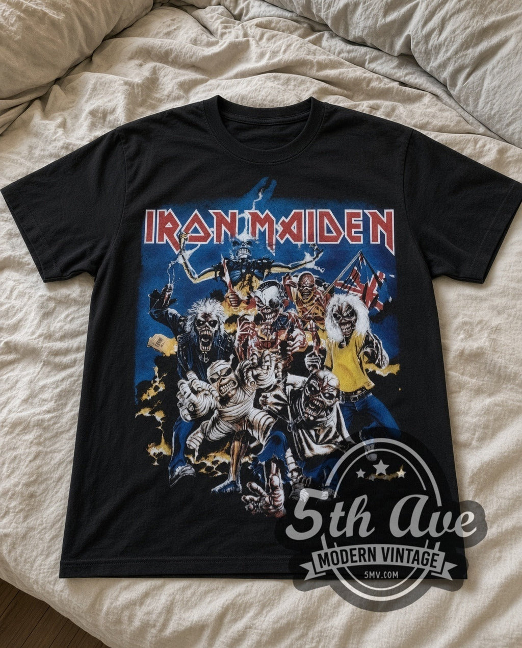 Iron Maiden – Character Collage (Black) – Vintage Band T-Shirt