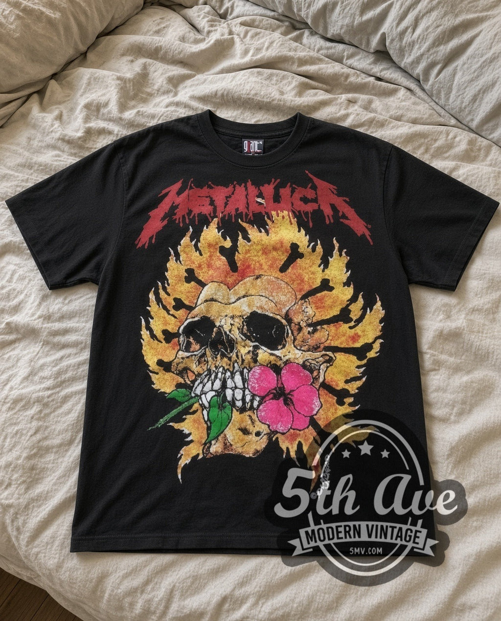 Metallica – Flower Skull (Black) – Vintage Band T-Shirt