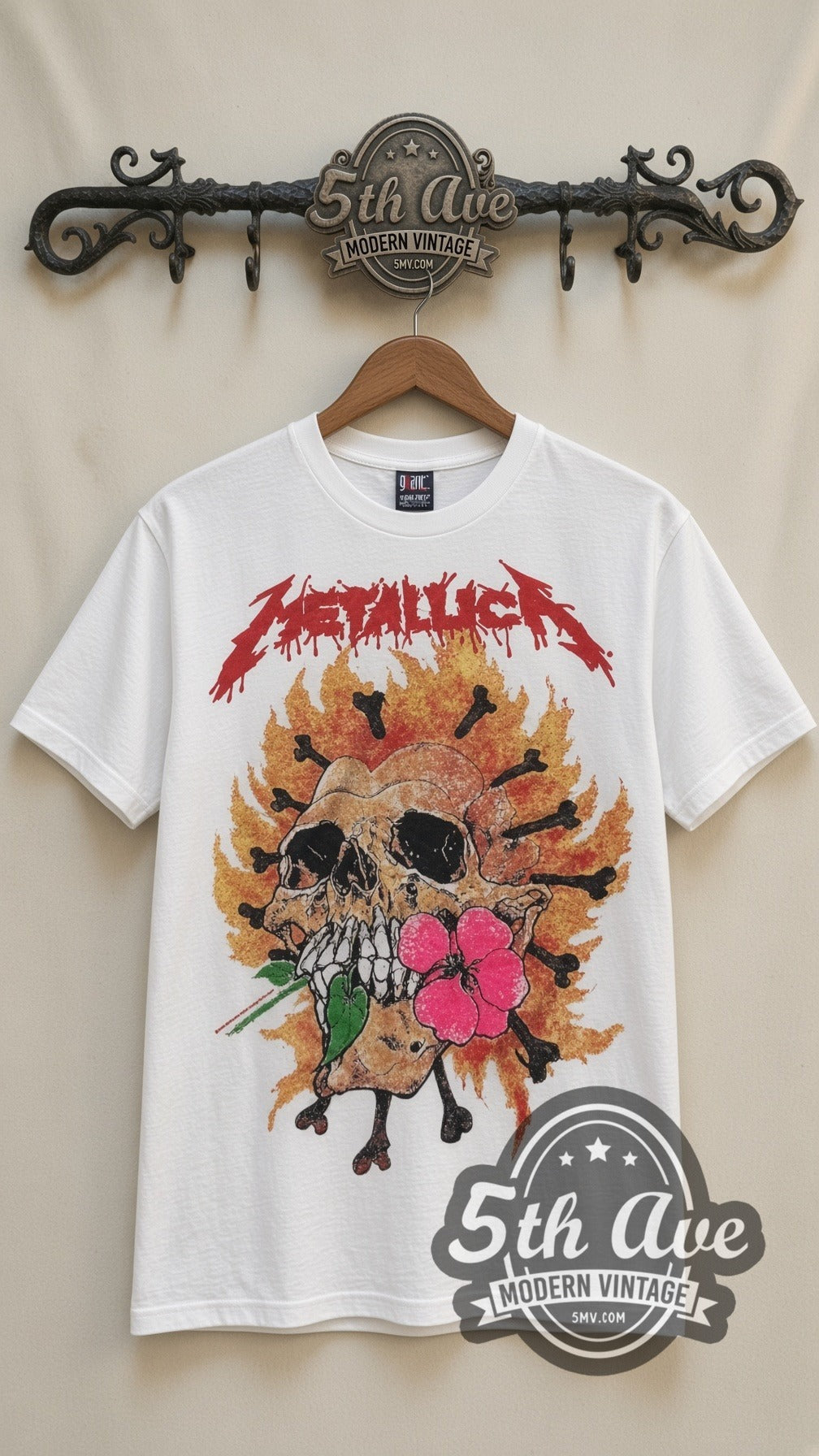 Metallica – Flower Skull (White) – Vintage Band T-Shirt