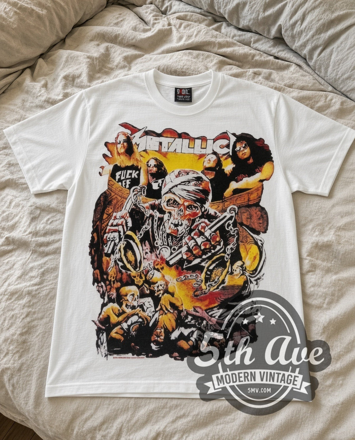 Metallica – Biker (White) – Vintage Band T-Shirt