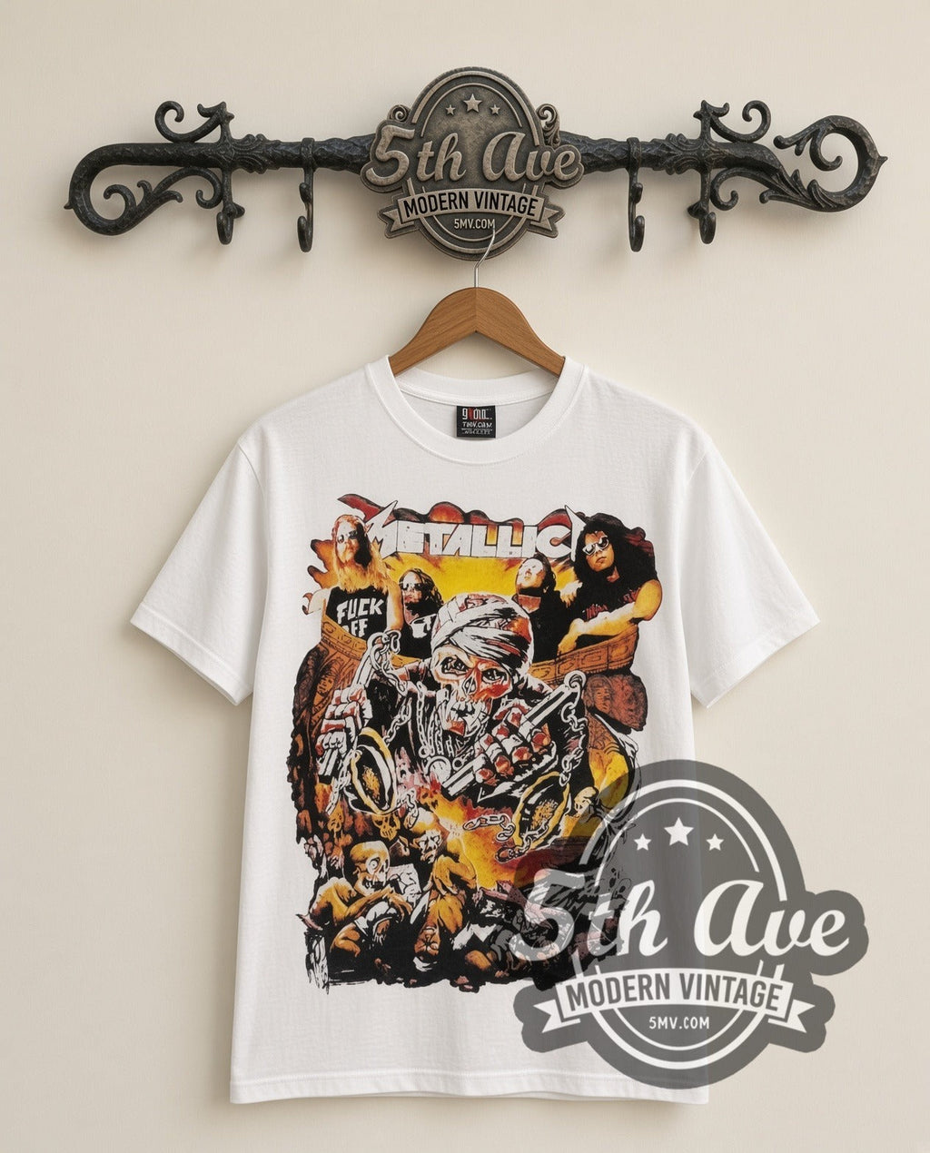 Metallica – Biker (White) – Vintage Band T-Shirt