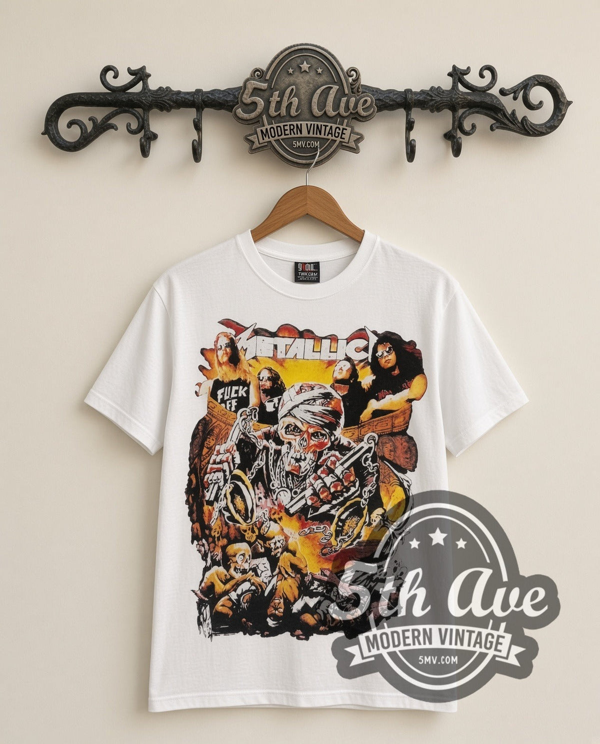 Metallica – Biker (White) – Vintage Band T-Shirt