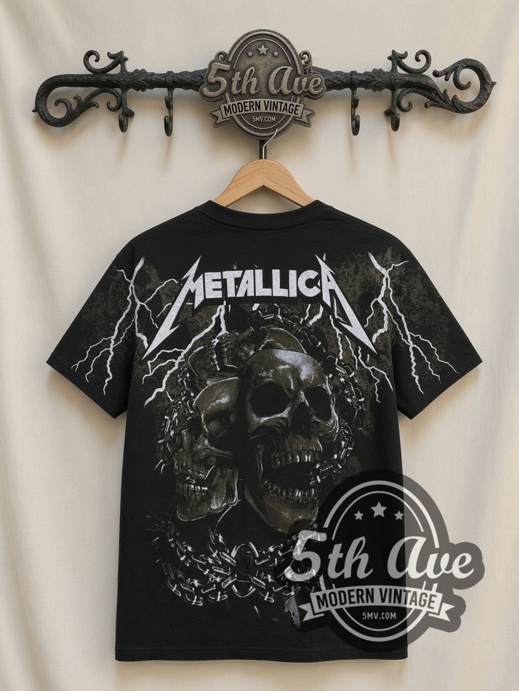 Metallica – 40 Years Lady Justice All Over Print (Black) – Vintage Band T-Shirt