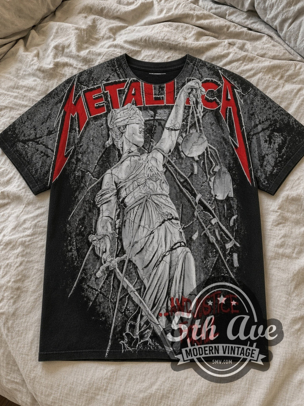 Metallica –...And Justice for All Lady Justice – All Over Print – Vintage Band T-Shirt