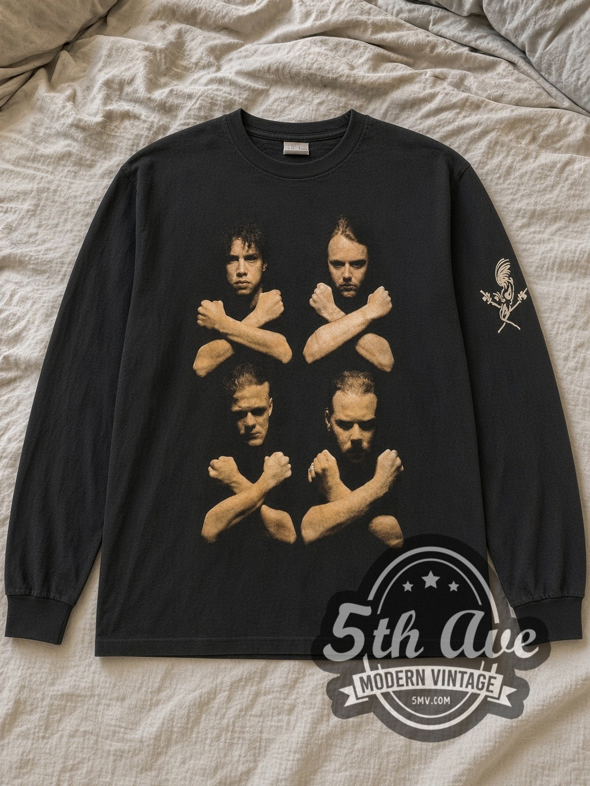 Metallica – Birth School Four Members Crossed Arms – Vintage Band Long Sleeve T-Shirt