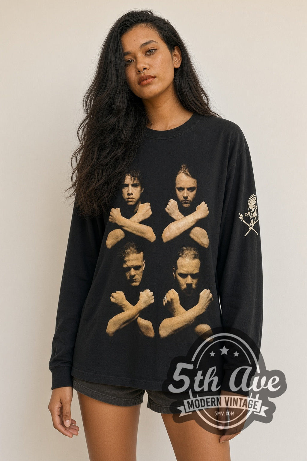 Metallica – Birth School Four Members Crossed Arms – Vintage Band Long Sleeve T-Shirt