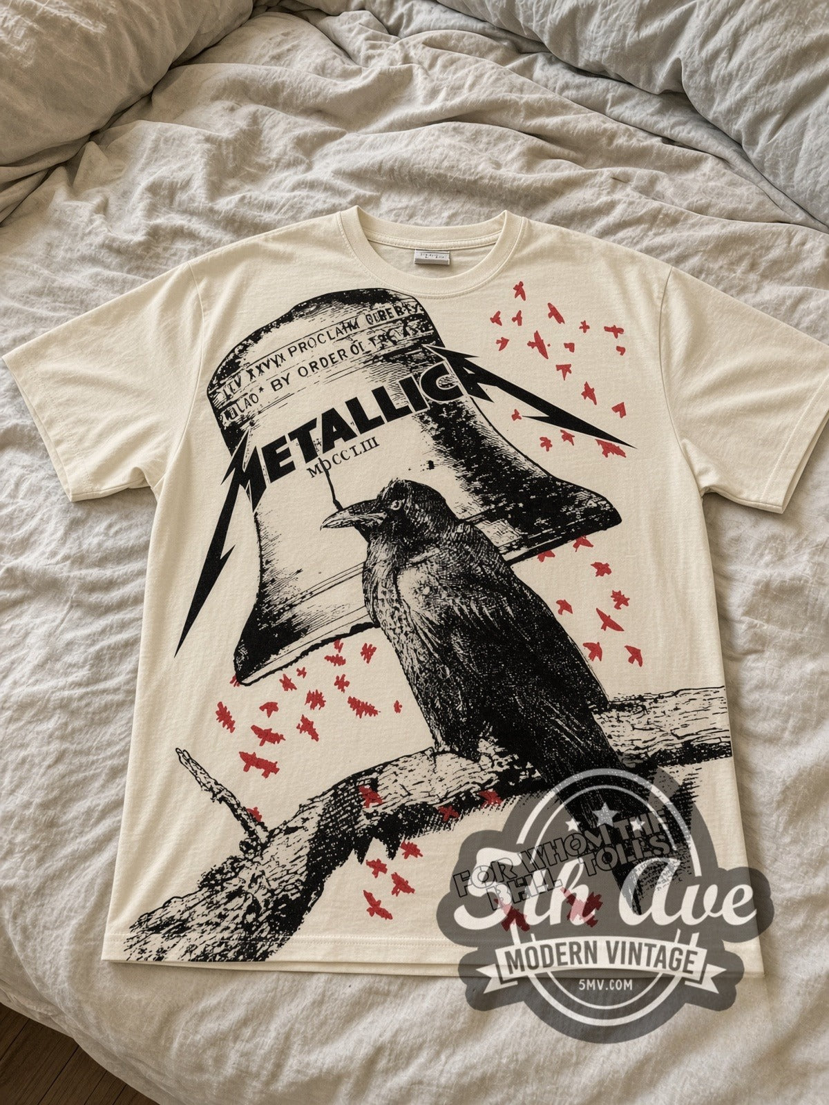 Metallica – For Whom the Bell Tolls Crow All Over Print – Vintage Band T-Shirt