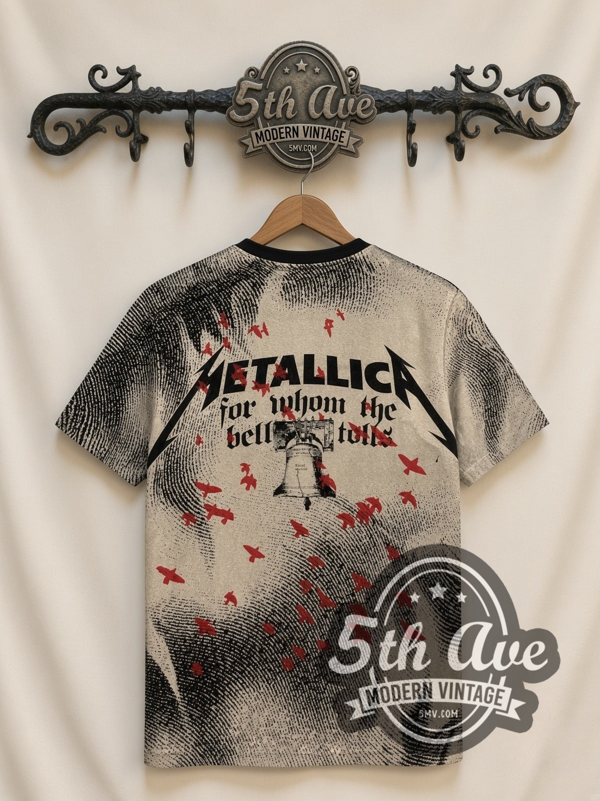 Metallica – For Whom the Bell Tolls Crow All Over Print – Vintage Band T-Shirt