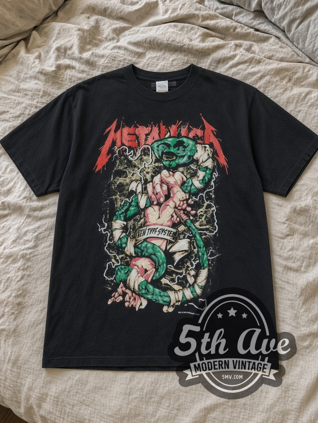 Metallica – New Type System Fist Green Snake – Vintage Band T-Shirt