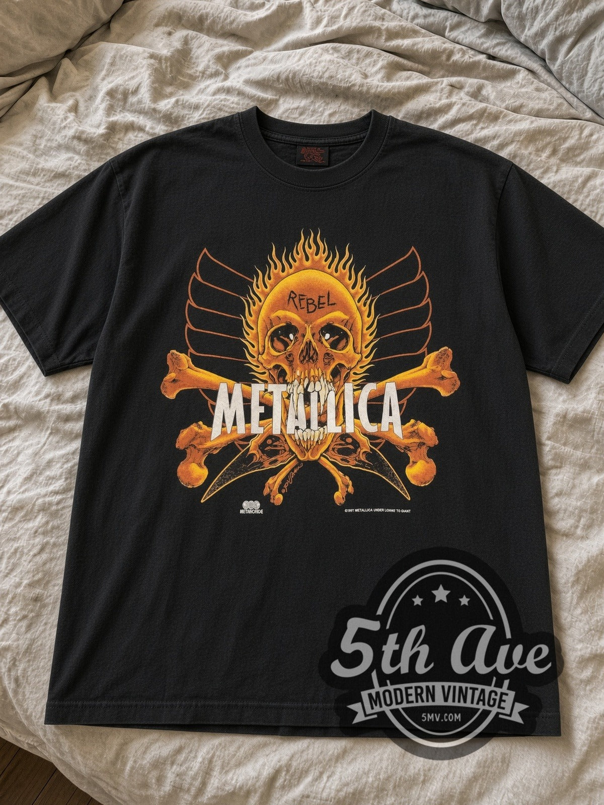 Metallica – Rebel Flaming Skull & Yin-Yang Skulls 1997 – Vintage Band T-Shirt