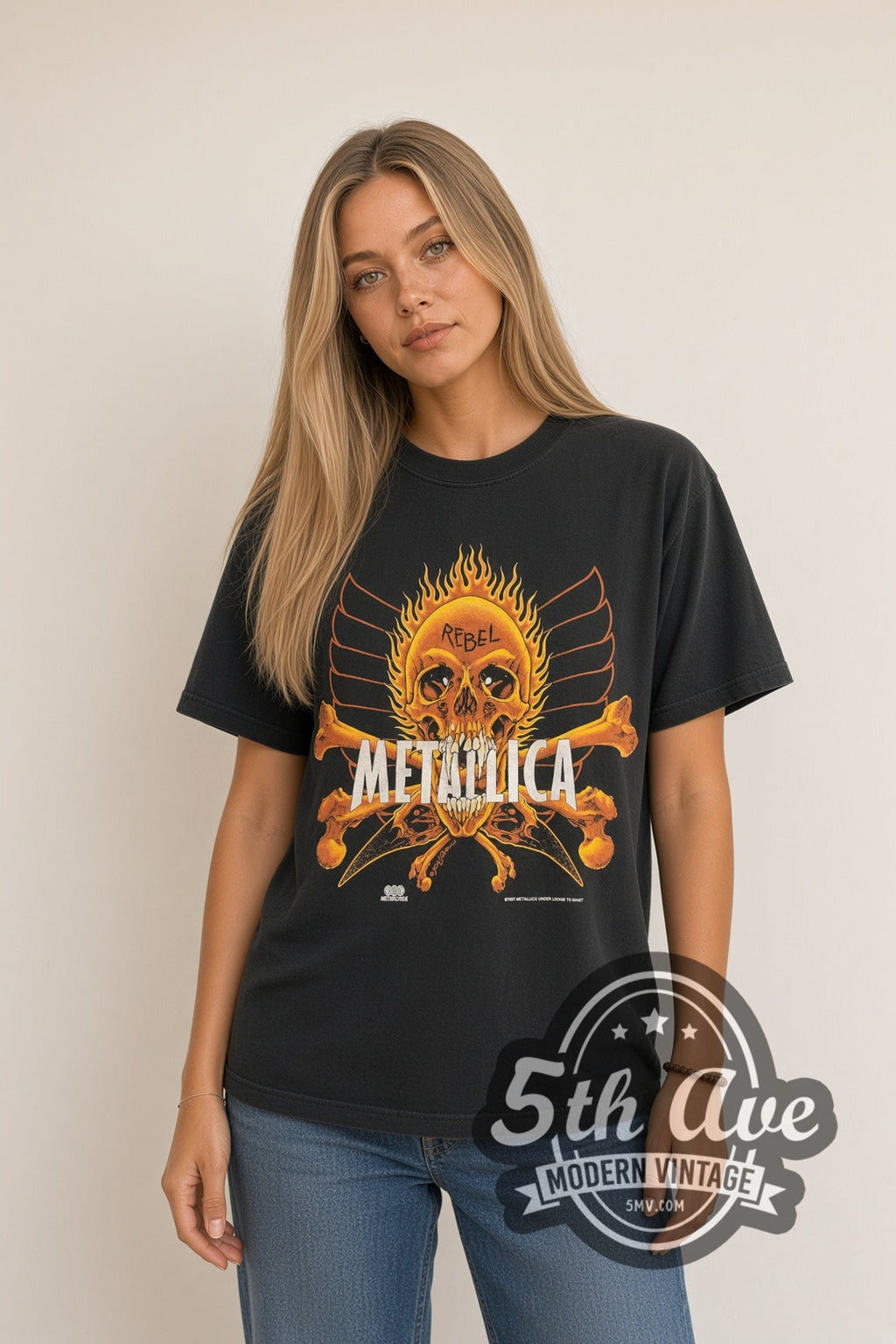 Metallica – Rebel Flaming Skull & Yin-Yang Skulls 1997 – Vintage Band T-Shirt