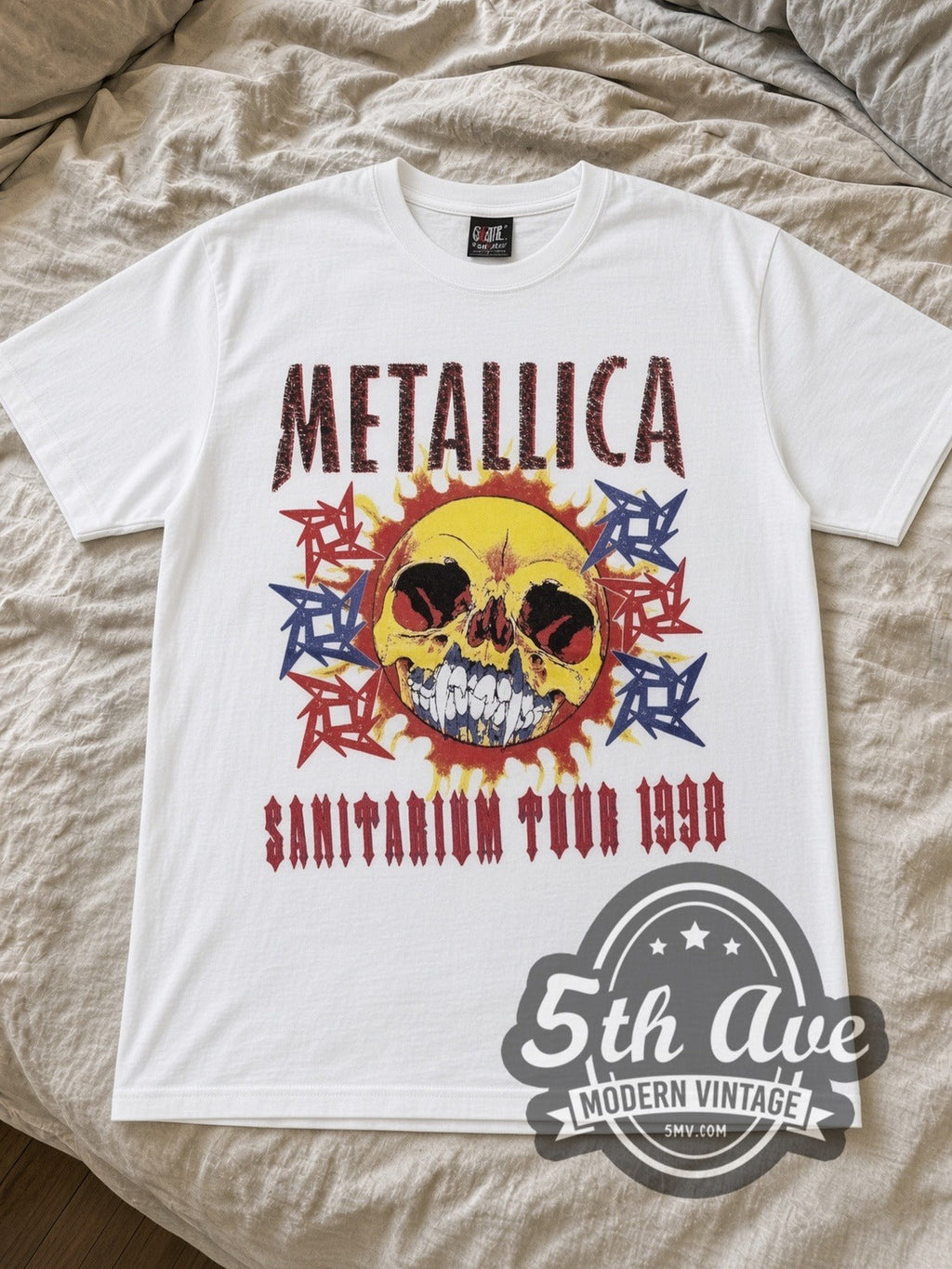 Metallica – Sanitarium Skull 1998 Tour Dates (White) – Vintage Band T-Shirt