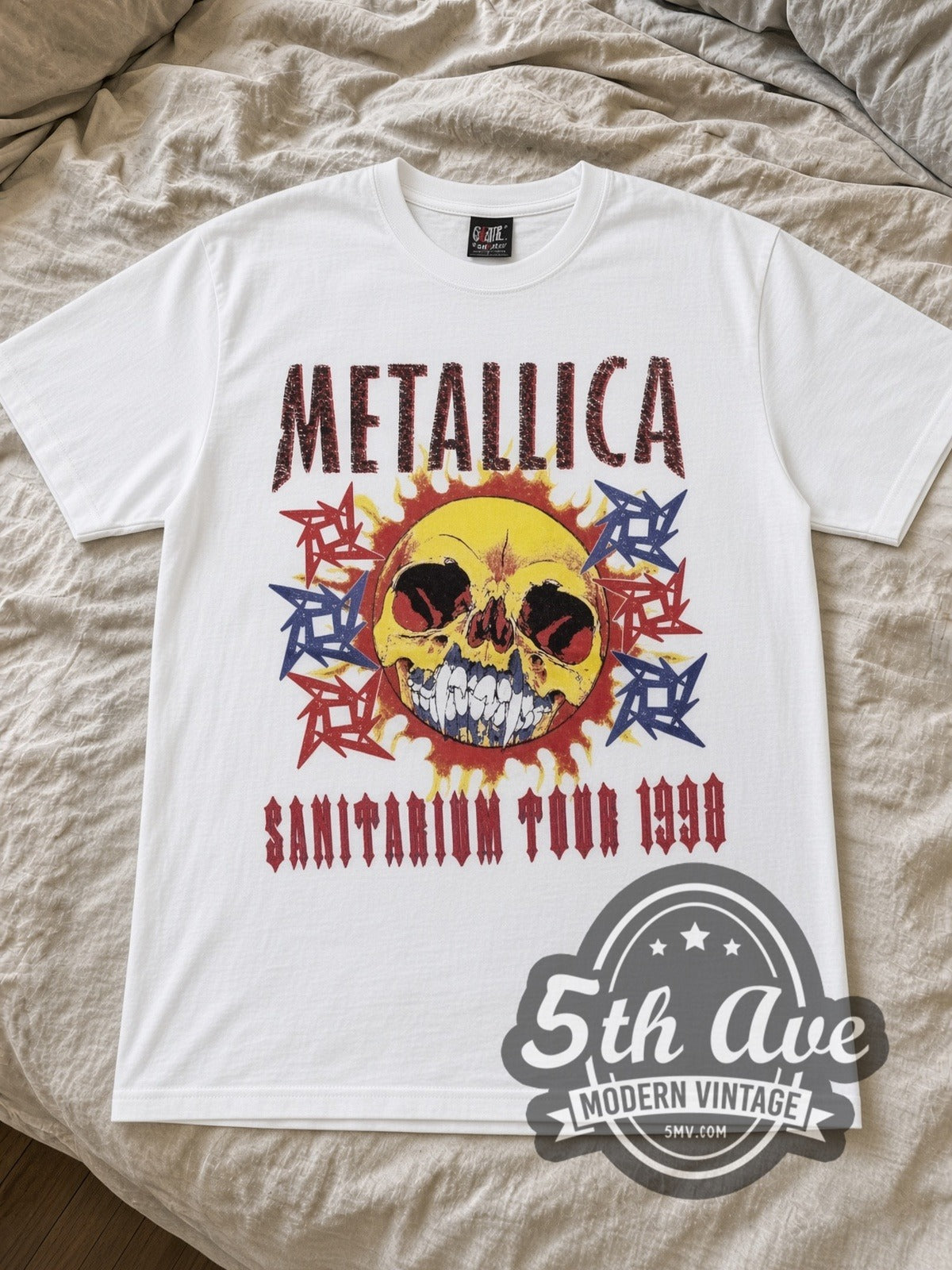 Metallica – Sanitarium Skull 1998 Tour Dates (White) – Vintage Band T-Shirt