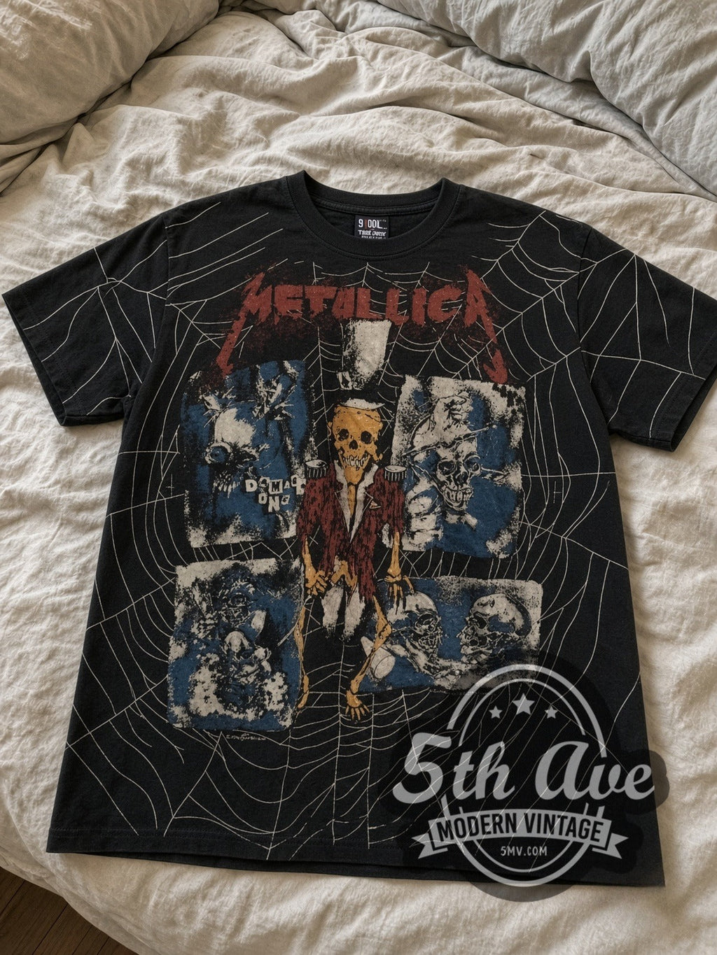 Metallica – Skeleton Spiderweb All Over Print – Vintage Band T-Shirt
