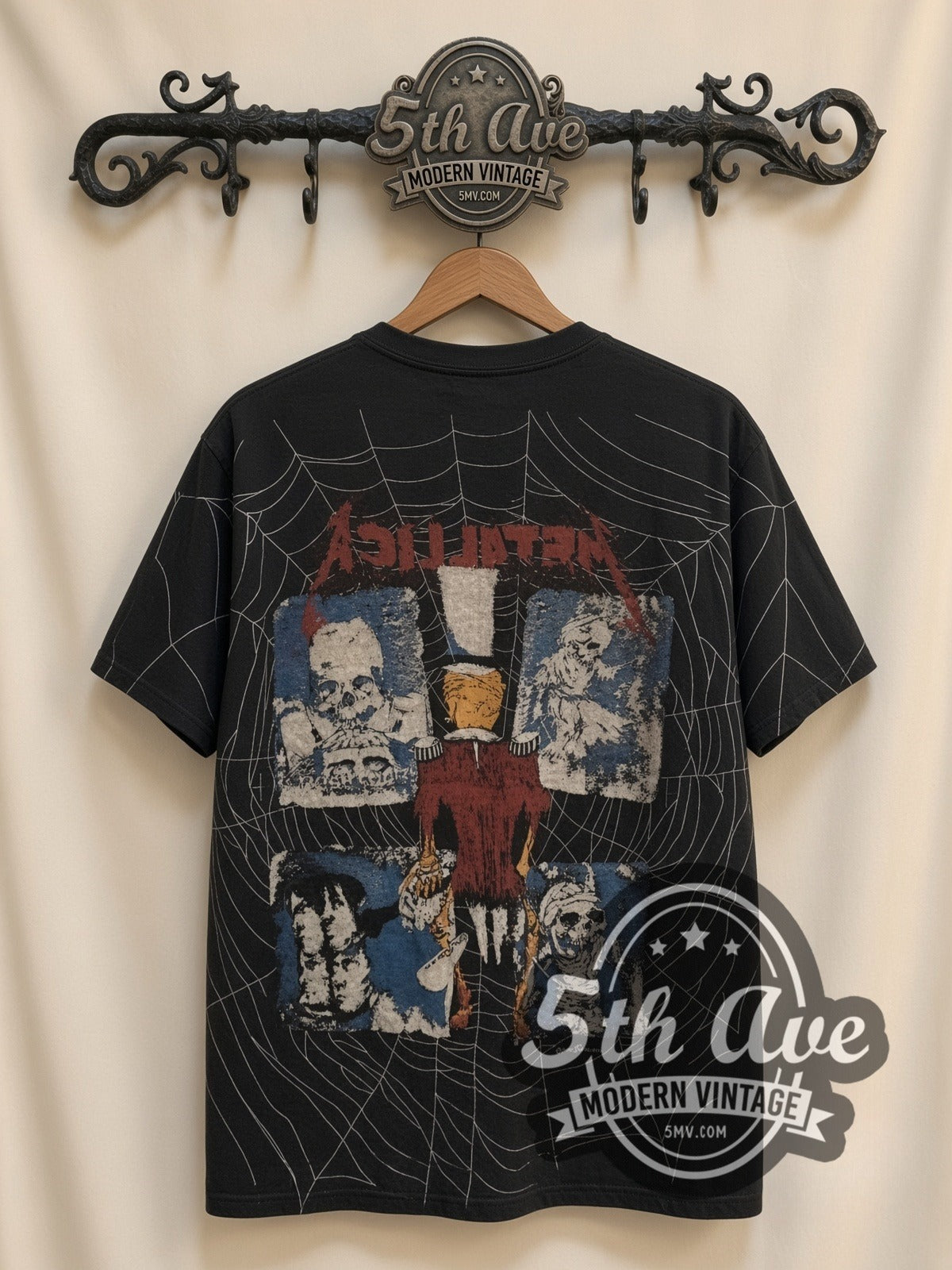 Metallica – Skeleton Spiderweb All Over Print – Vintage Band T-Shirt