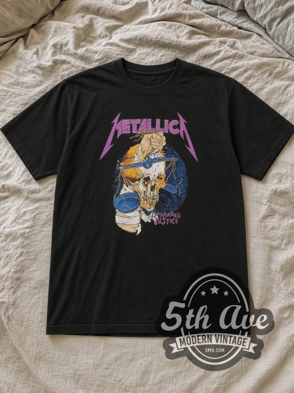 Metallica – Skull Front Band Photo Back – Vintage Band T-Shirt
